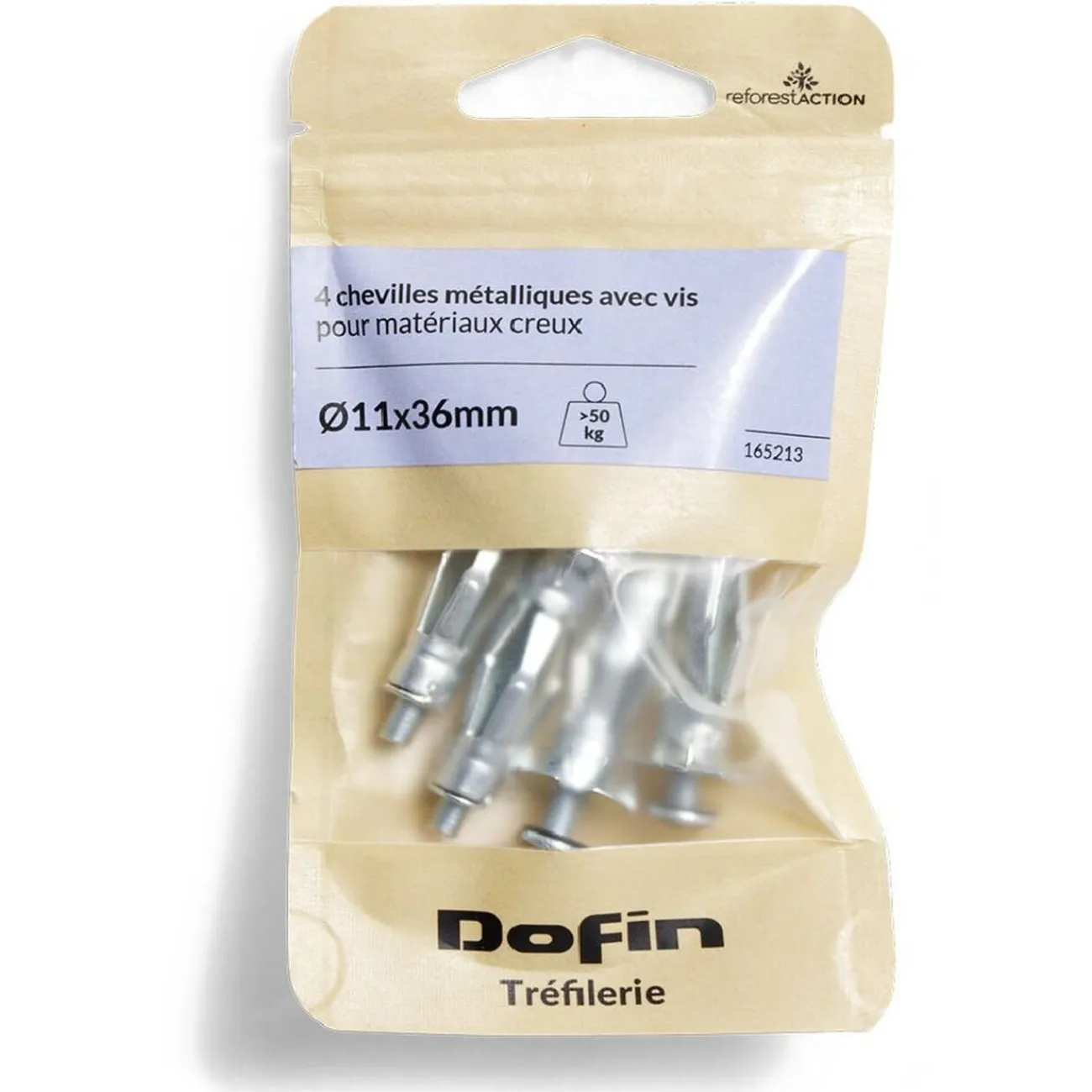 Gifi Quincaillerie^4 chevilles métalliques pour matériaux creux avec vis - Ø11x36 mm