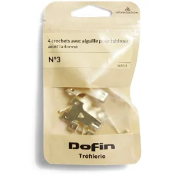 Gifi Quincaillerie^4 crochets à tableau avec aiguille acier laitonné - N°3