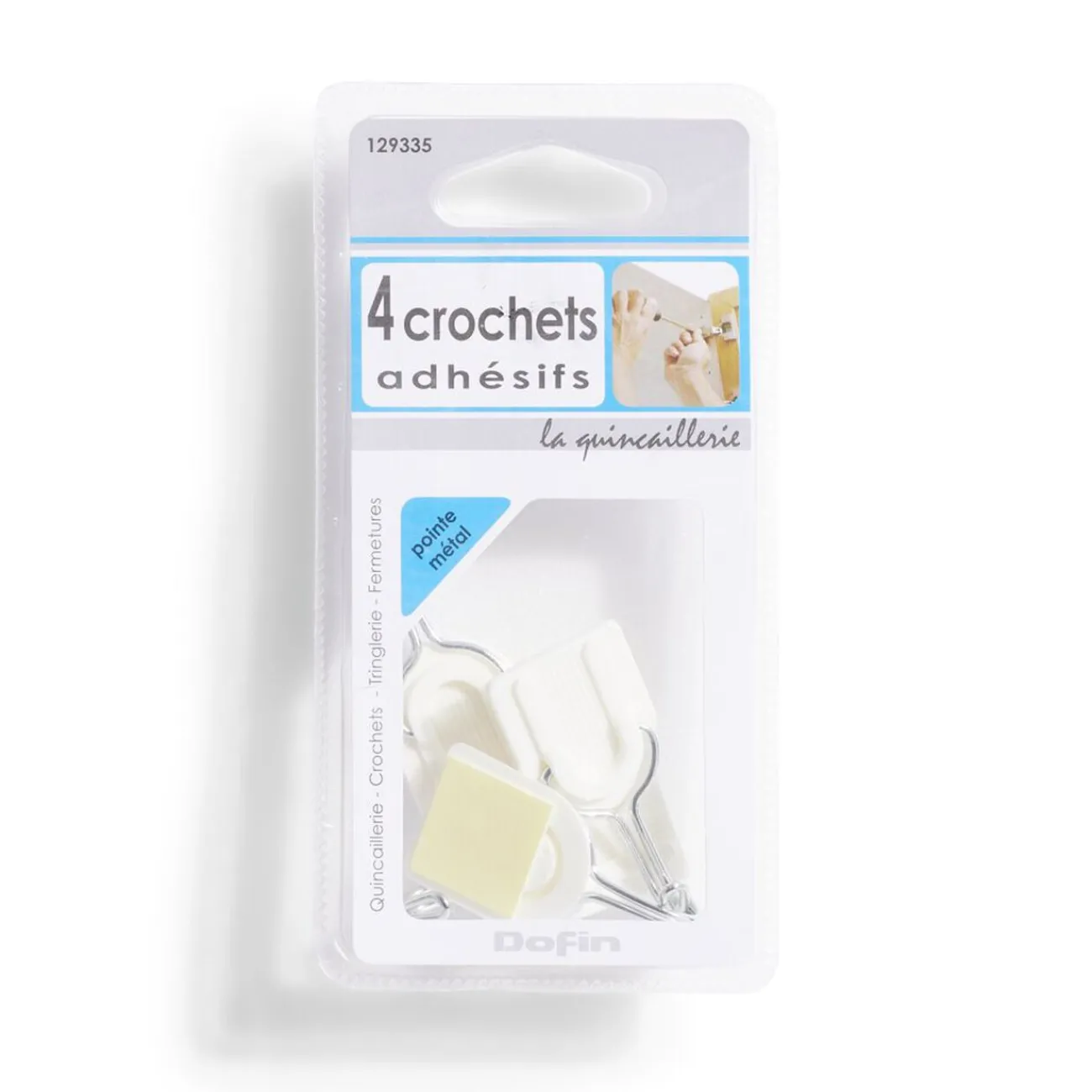 Gifi Quincaillerie^4 crochets adhésifs en plastique avec pointe métal - 30x25 mm
