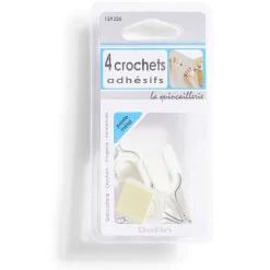 Gifi Quincaillerie^4 crochets adhésifs en plastique avec pointe métal - 30x25 mm