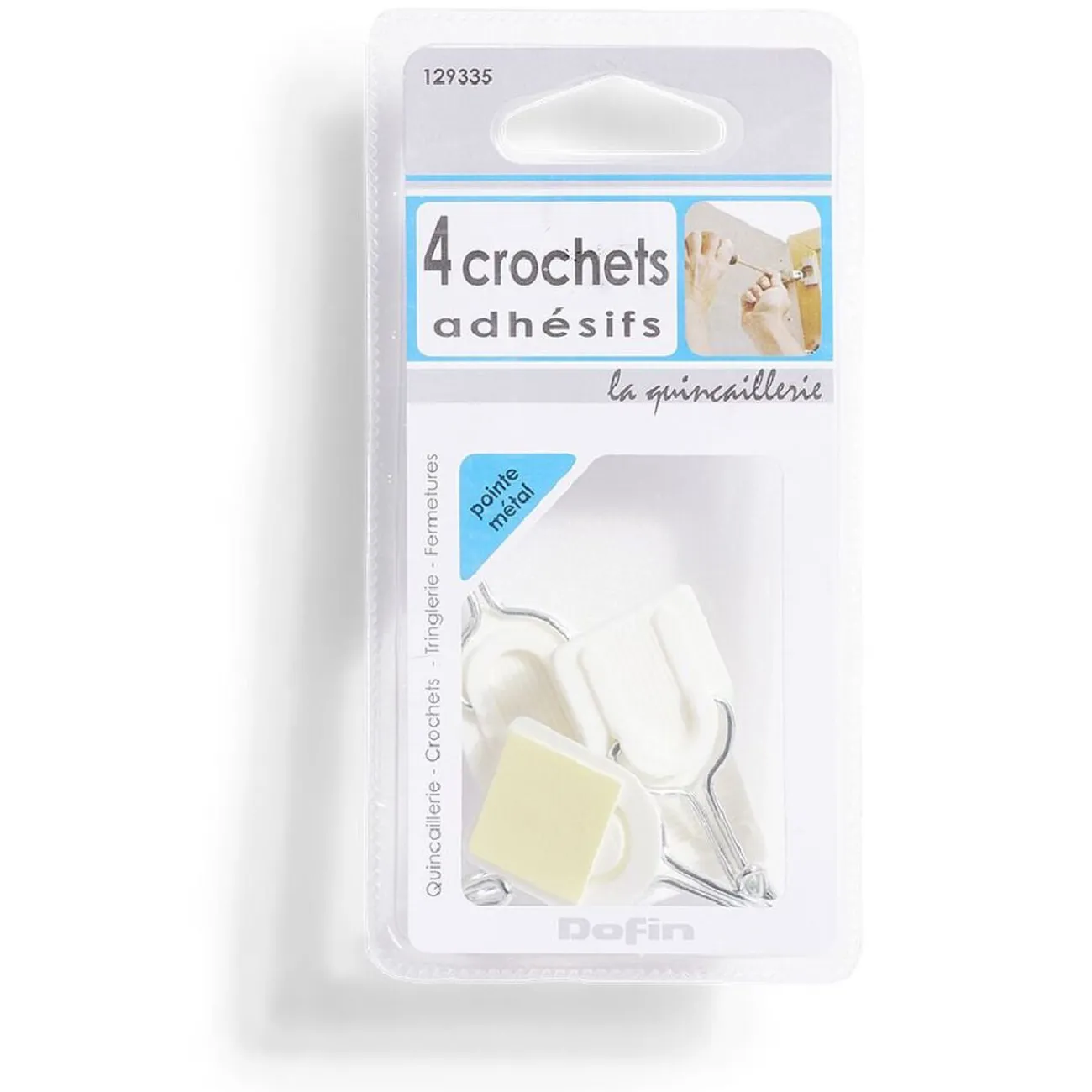Gifi Quincaillerie^4 crochets adhésifs en plastique avec pointe métal - 30x25 mm