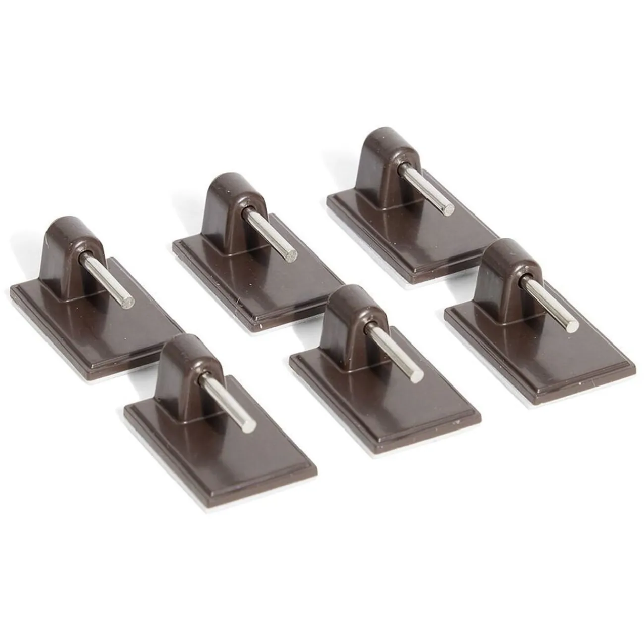 Gifi Quincaillerie^6 crochets adhésifs pour tringle en plastique marron - 17x24 mm