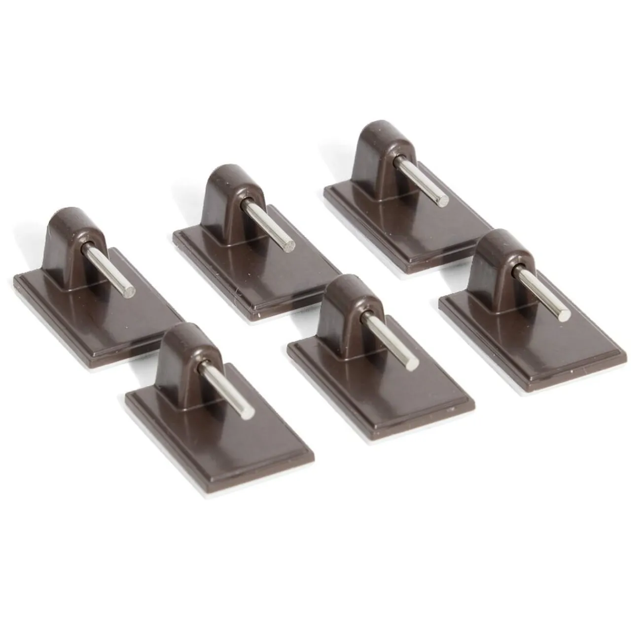 Gifi Quincaillerie^6 crochets adhésifs pour tringle en plastique marron - 17x24 mm