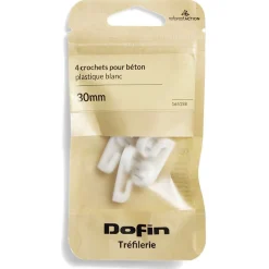 Gifi Quincaillerie^4 crochets pour béton plastique blanc - 30 mm