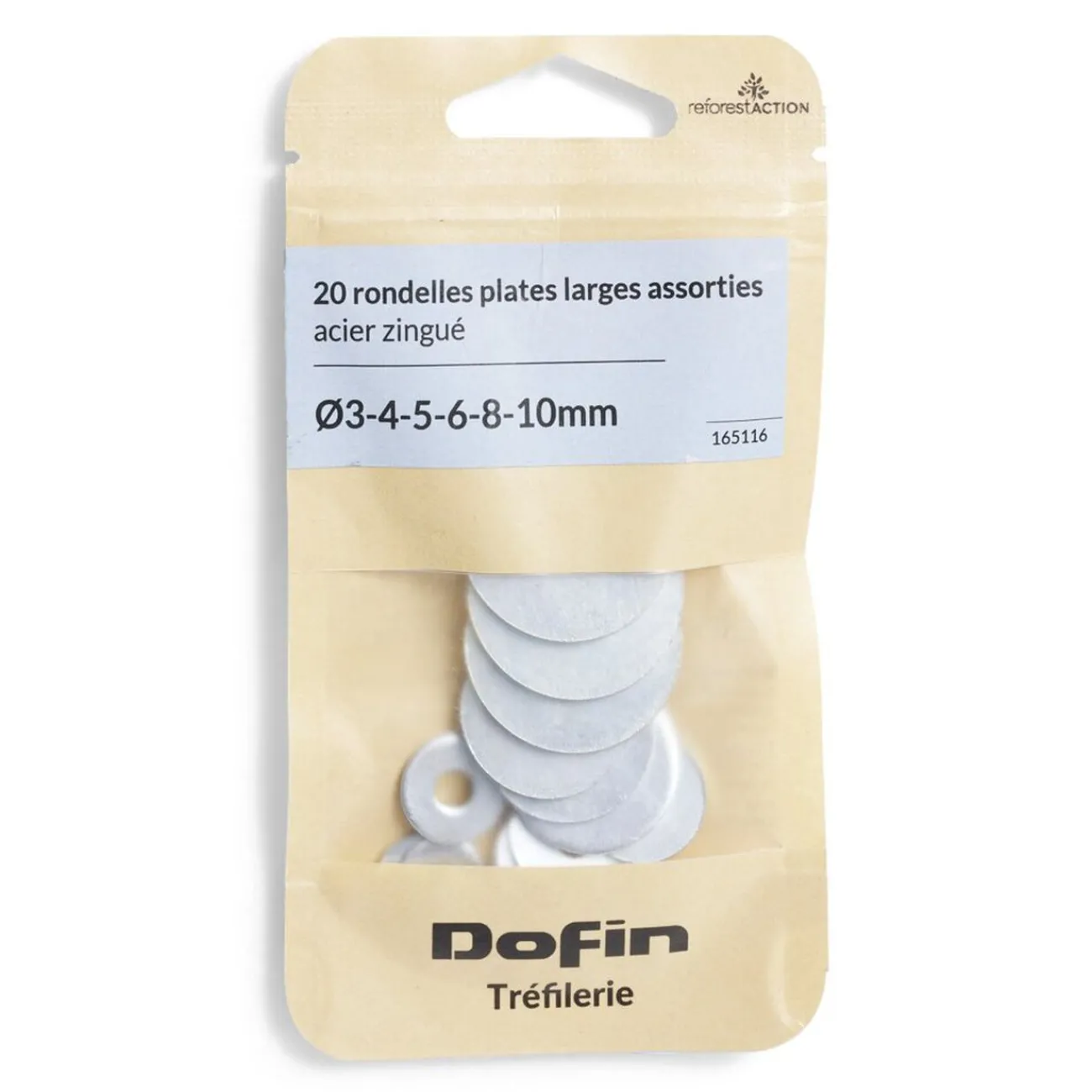 Gifi Quincaillerie^20 rondelles plates larges assorties acier zingué - Ø3/4/5/8/10 mm