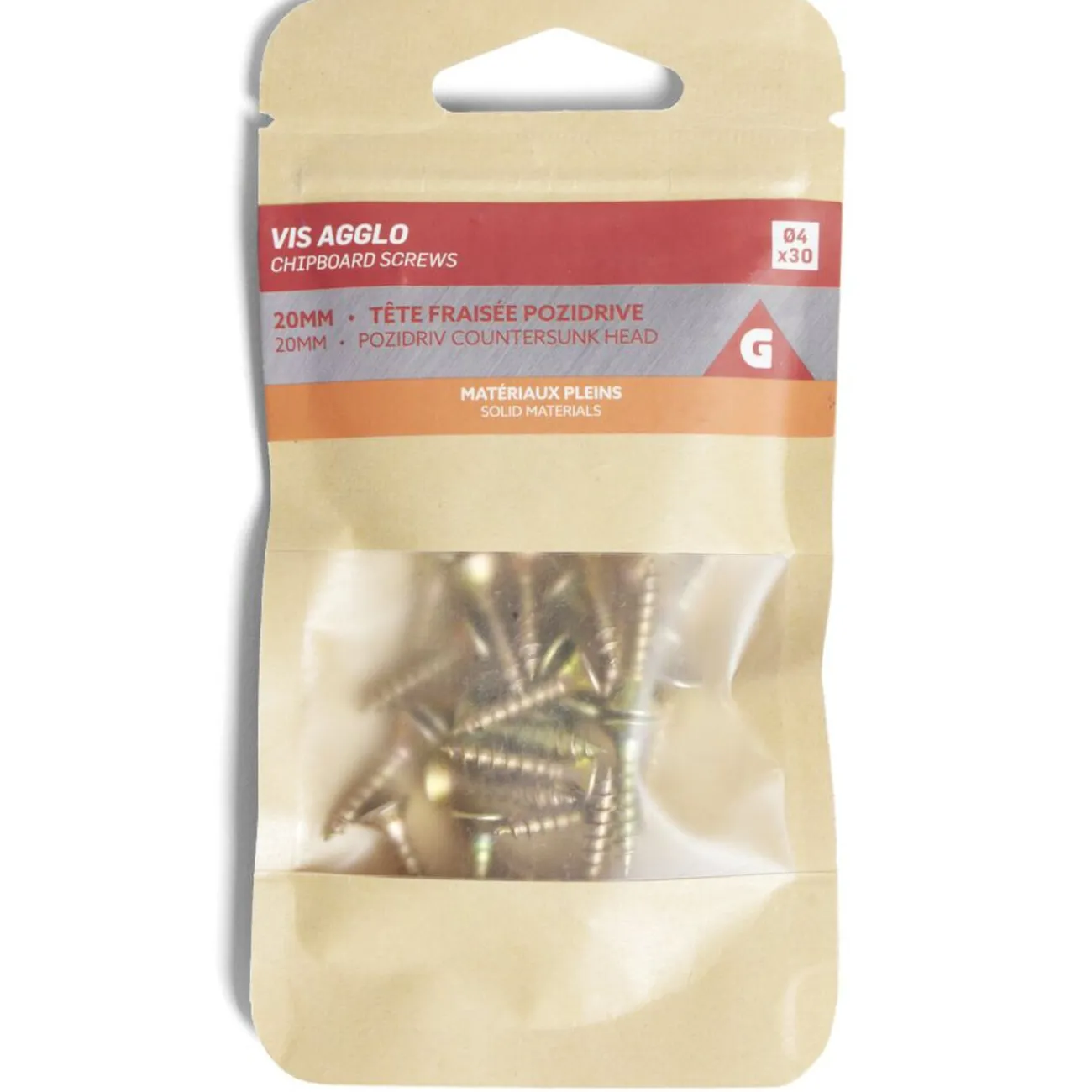 Gifi Quincaillerie^30 vis agglo tête fraisée acier bichromaté - 4x20 mm