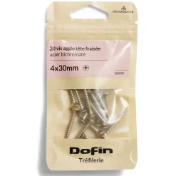 Gifi Quincaillerie^20 vis agglo tête fraisée acier bichromaté - 4x30 mm