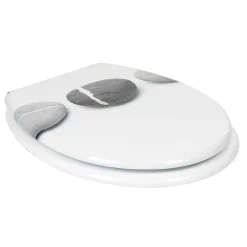 Gifi Equipement Wc^Abattant WC blanc design Zen galet gris avec frein de chute