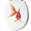 Gifi Equipement Wc^Abattant WC blanc motif poisson rouge