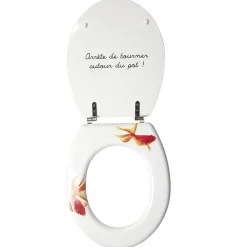 Gifi Equipement Wc^Abattant WC blanc motif poisson rouge