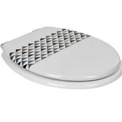 Gifi Equipement Wc^Abattant WC blanc motifs triangles