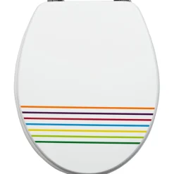Gifi Equipement Wc^Abattant WC blanc rayures colorées