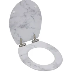 Gifi Equipement Wc^Abattant WC bois effet marbre avec frein de chute déclipsable réglable