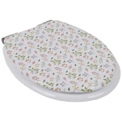 Gifi Equipement Wc^Abattant WC bois motif floral avec frein de chute déclipsable réglable