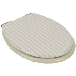 Gifi Equipement Wc^Abattant WC bois motif rayé avec frein de chute déclipsable réglable