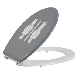 Gifi Equipement Wc^Abattant WC motif pictogramme fille et garçon gris et blanc