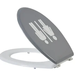 Gifi Equipement Wc^Abattant WC motif pictogramme fille et garçon gris et blanc