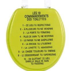 Gifi Equipement Wc^Abattant WC vert anis les 10 commandements