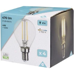 Gifi Ampoule^Ampoule LED à 4 filaments blanc chaud E27 4W x4