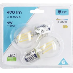 Gifi Ampoule^Ampoule LED à filament E27 G25 lumière chaude 470lms x2
