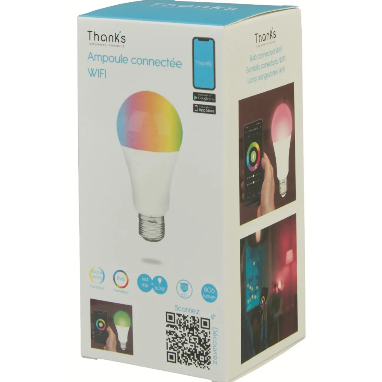 Gifi Ampoule^Ampoule LED connectée couleurs changeantes E27 60 W