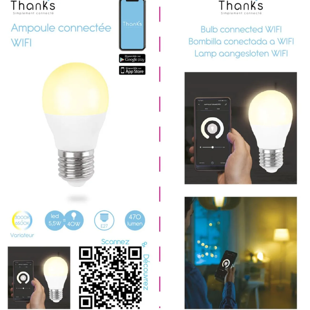 Gifi Ampoule^Ampoule LED connectée E27 40 W