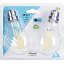 Gifi Ampoule^Ampoule LED filament B22 A60 806lms x2