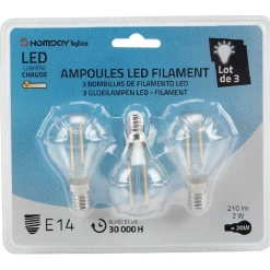 Gifi Ampoule^Ampoule LED filament clair 20W culot E14 Homday Lights x 3