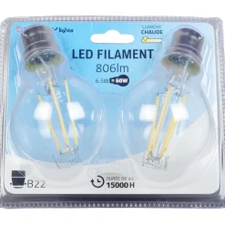 Gifi Ampoule^Ampoule LED filament Homday lumière chaude x2