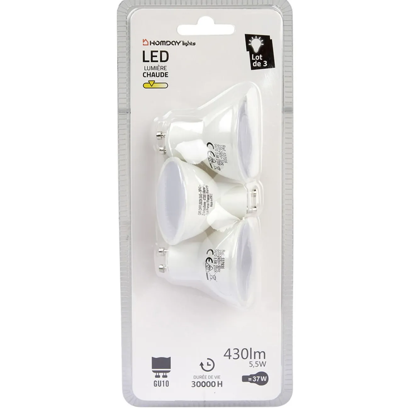 Gifi Ampoule^Ampoule LED Homday lumière chaude x3