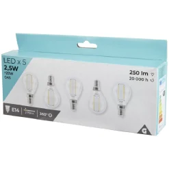 Gifi Ampoule^Ampoule LED lumière chaude 2,5 W douille E14 x5