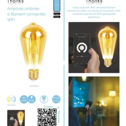 Gifi Ampoule^Ampoule longue ambrée LED connectée E27 40 W