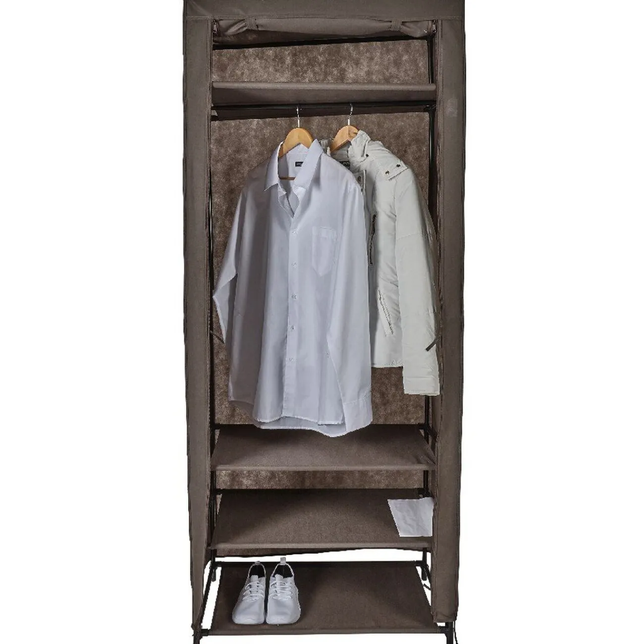 Gifi Rangement|Armoire dressing tissu marron