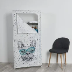 Gifi Rangement|Armoire dressing tissus bouledogue français à lunettes