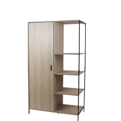Gifi Rangement|Armoire 2en1 William penderie et étagère métal et bois