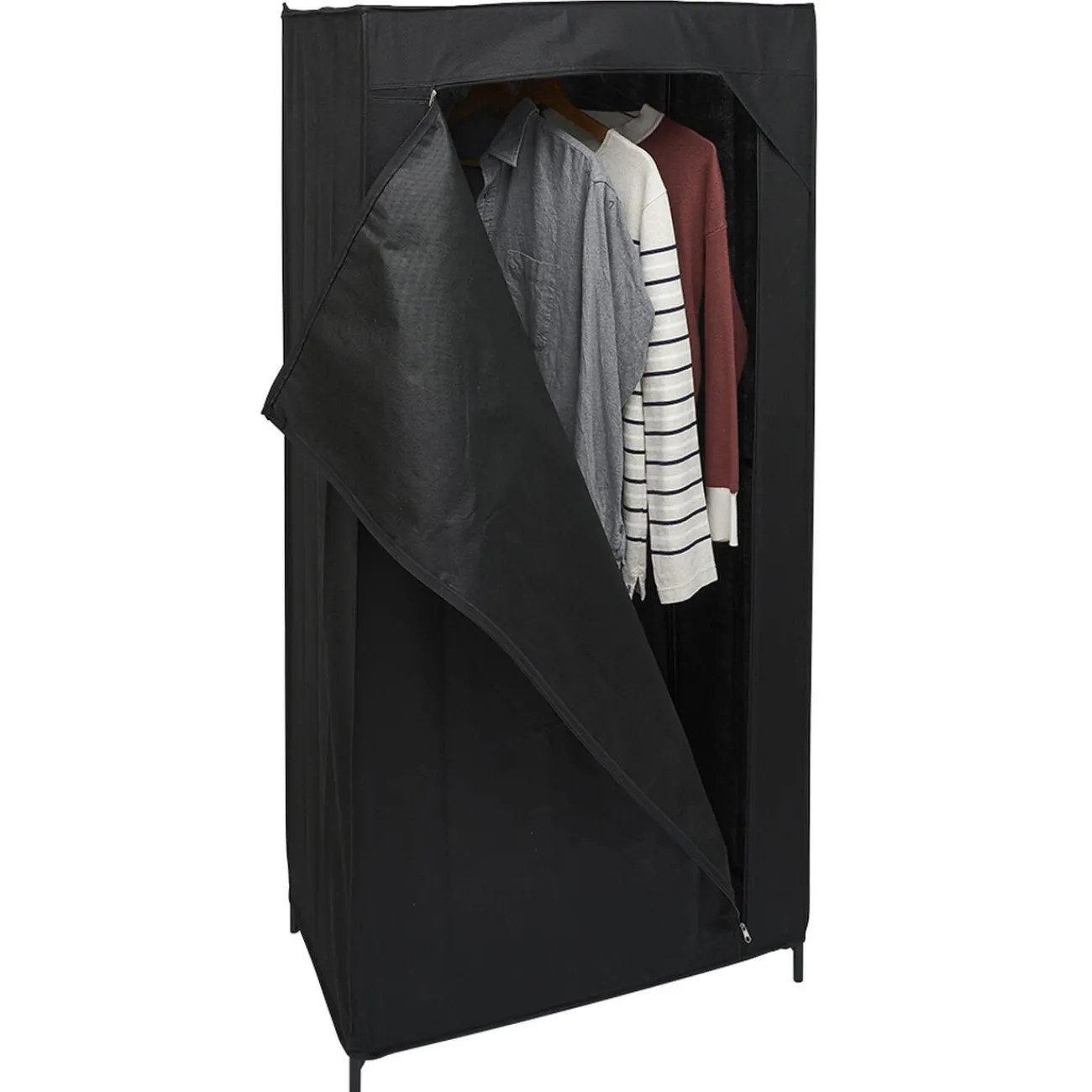Gifi Rangement|Armoire penderie en tissu noir 70x46xH146cm