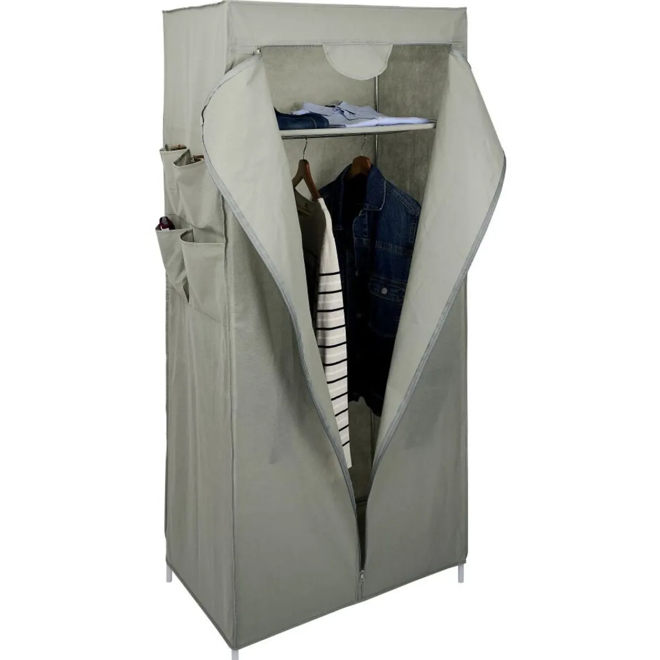 Gifi Rangement|Armoire textile avec étagère et portant 70x45x155cm