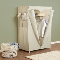 Gifi Rangement|Armoire textile avec étagère et portant 70x45x155cm