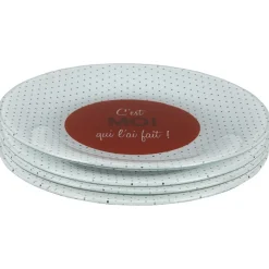 Gifi Assiette à dessert à pois C'est moi qui l'ai fait x4
