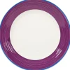 Gifi Assiette à dessert blanche à bord violet et bleu