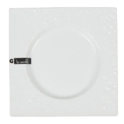 Gifi Assiette à dessert blanche carrée intérieur rond