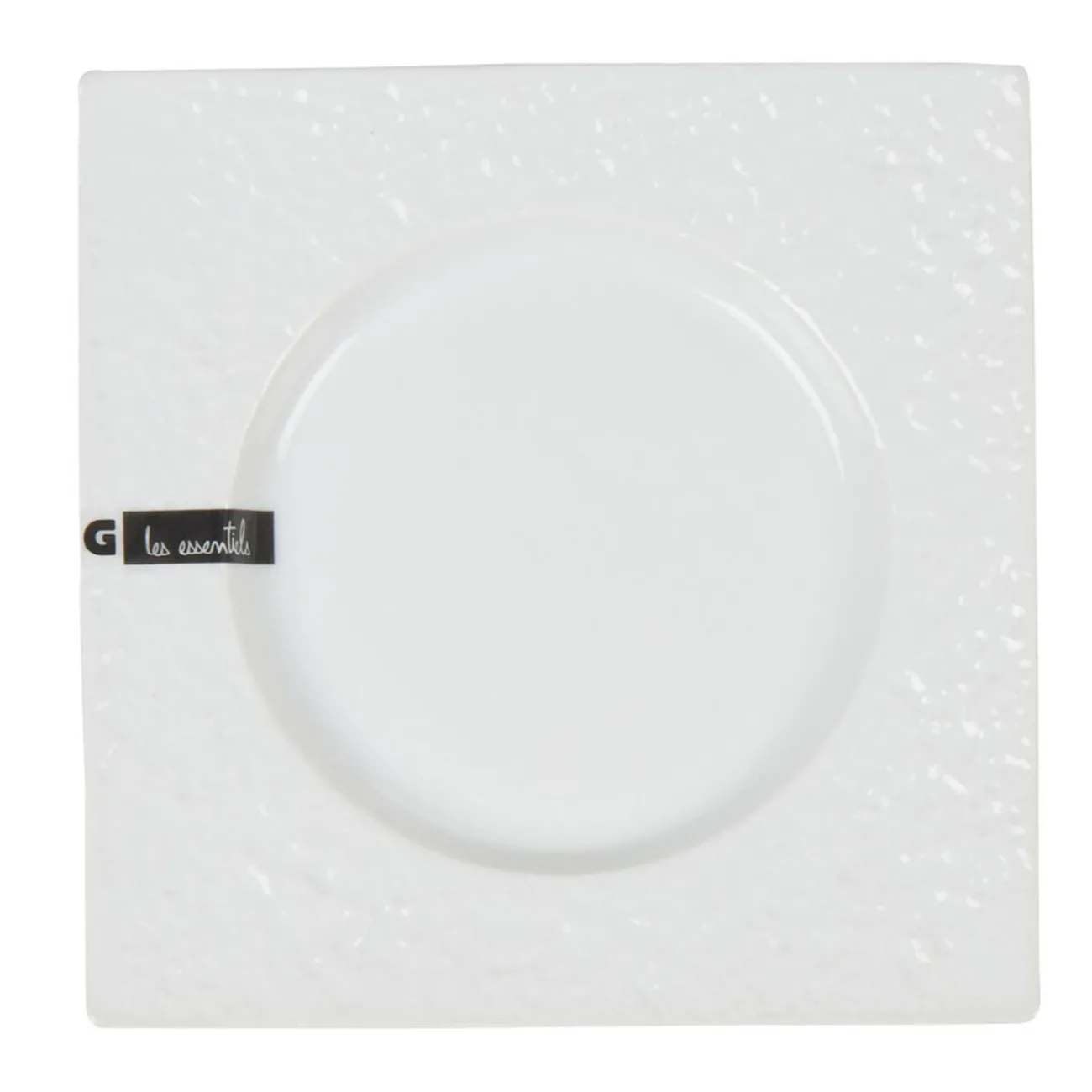 Gifi Assiette à dessert blanche carrée intérieur rond