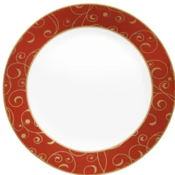 Gifi Assiette à dessert blanche rouge motifs dorés