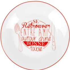 Gifi Assiette à dessert blanche et rouge