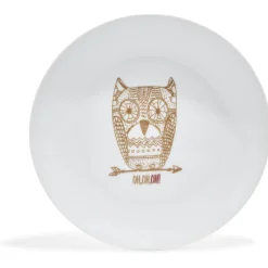 Gifi Assiette à dessert blanche hibou mandala doré