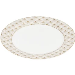 Gifi Assiette à dessert blanche bordure rayons doré