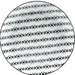 Gifi Assiette à dessert blanche motif ligne de croix noir