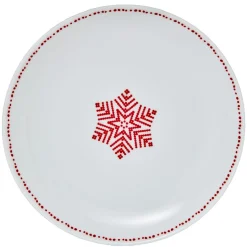 Gifi Assiette à dessert blanche décor flocon rouge