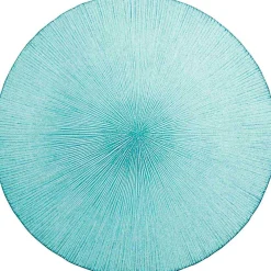 Gifi Assiette à dessert bleue verre strié