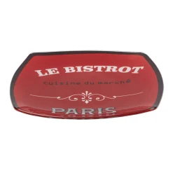 Gifi Assiette à dessert carrée bords arrondis rouge Le bistrot